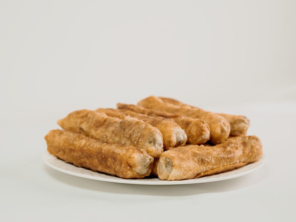 Iraqi Bourak arranged on a white plate